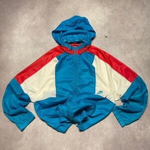 Vintage 80s Nike Retro Logo Hooded Windbreaker Jacket